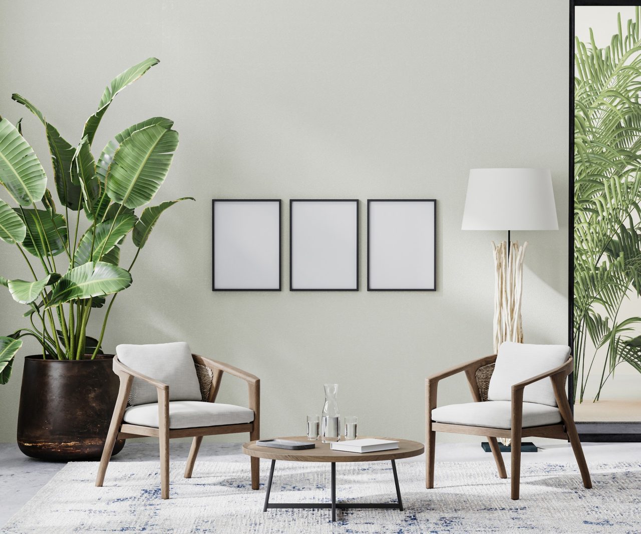 Modern interior with natural light, warm timber furniture and neutral walls — warm minimalist residential interior design Bangladesh