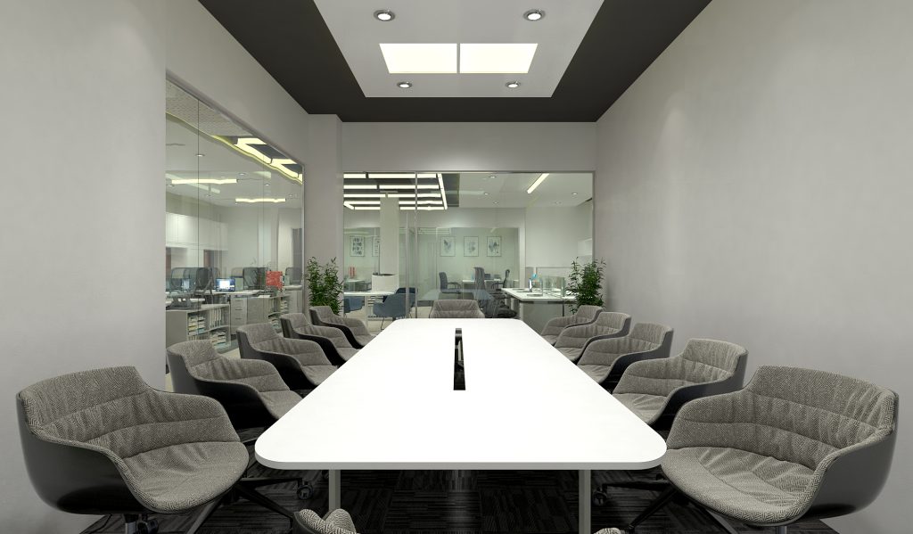 Professional clean commercial interior with precise layout, glass walls and controlled environment — commercial kitchen and cloud kitchen design Bangladesh